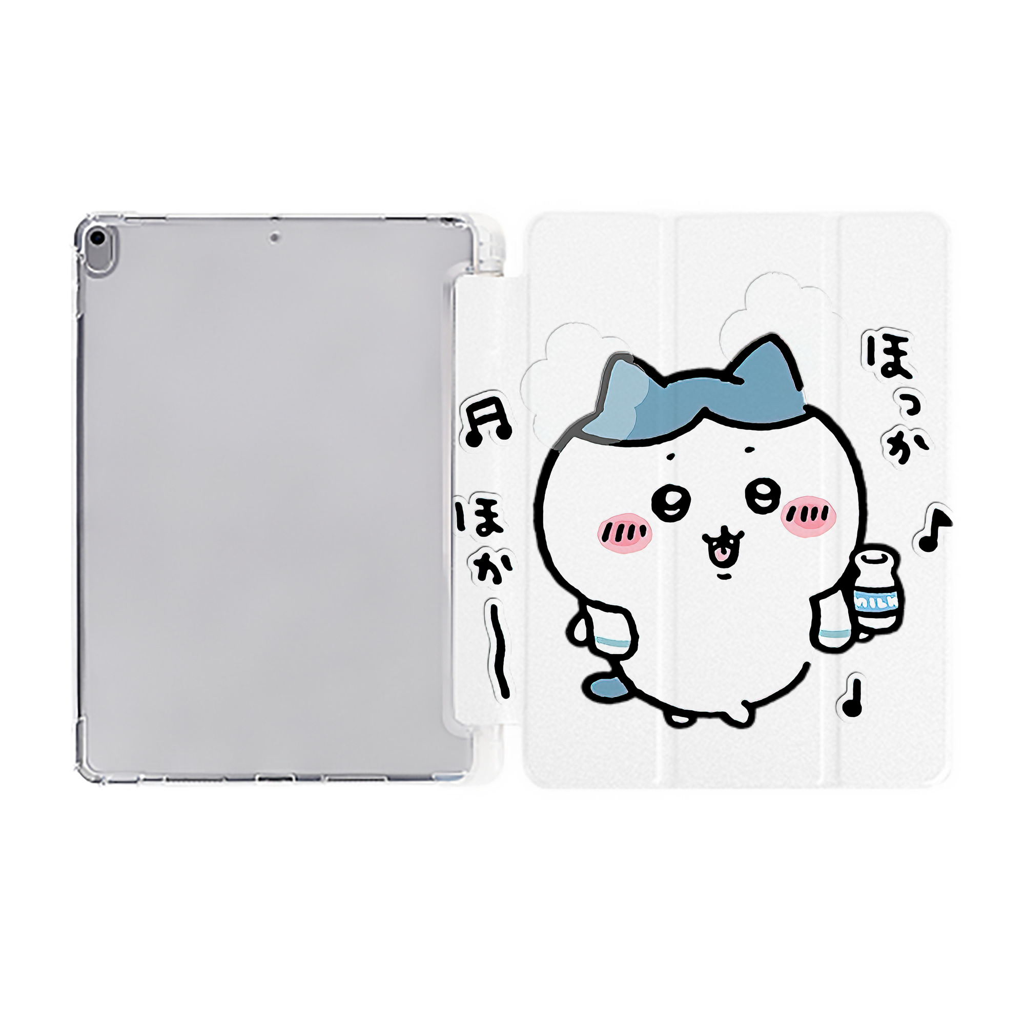 （画像用） ちいかわ ハチワレ Chii-kawa hachiware IPad ケース ペン収納付き 三つ折りスタンド PUレザー×シリコン 対応機種9.5/10.5/10.9インチ